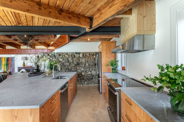 Interior, Kitchen, Stainless Steel Appliances, Stone Walls, Wooden Beams, Wooden Ceilings