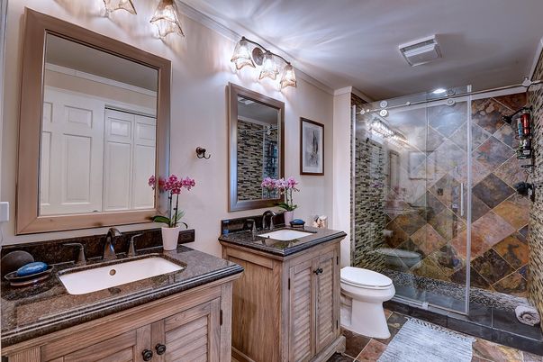 Bathroom, Dual Sink Vanities, Glass Shower, Interior