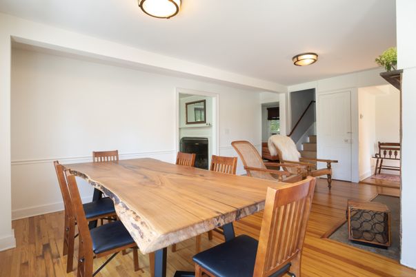 Dining room, Fireplace, Interior, Wood Texture Flooring