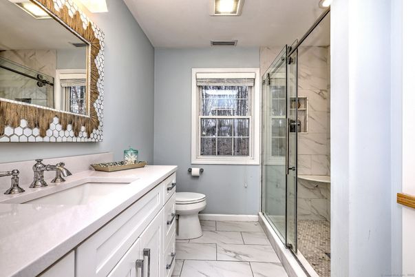 Bathroom, Glass Shower, Interior, Marble, Marble Walls