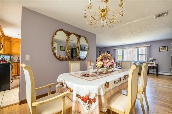 Chandelier, Dining room, Interior, Wood Texture Flooring