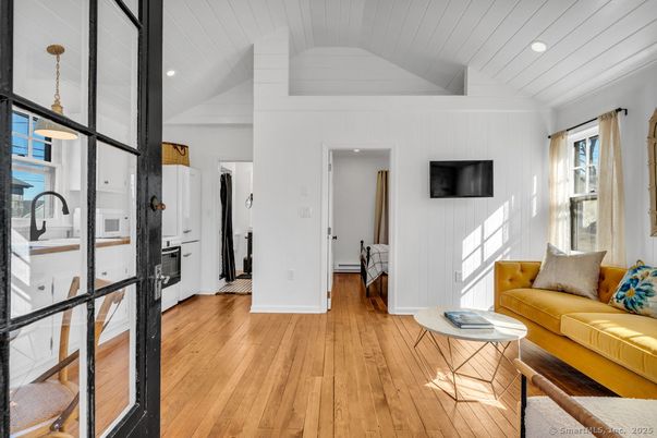 Interior, Kitchen, Living room, Recessed Lighting, Wood Texture Flooring