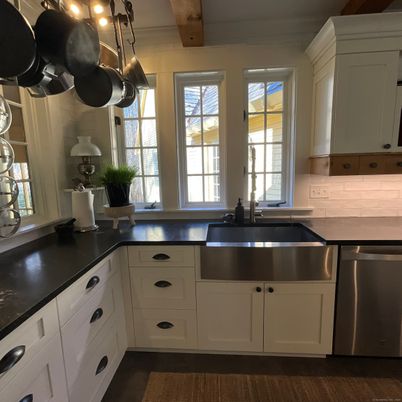 Interior, Kitchen, Stainless Steel Appliances, Wooden Beams, Wood Texture Flooring