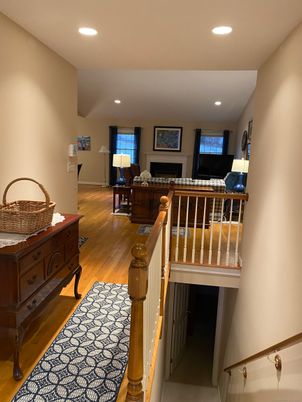 Fireplace, Interior, Recessed Lighting, Wood Texture Flooring