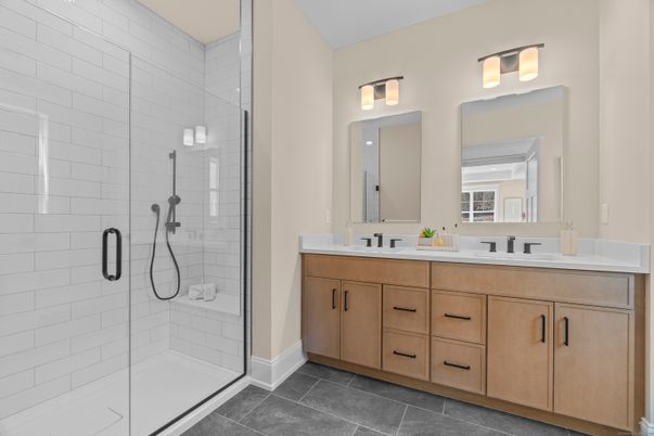 Bathroom, Dual Sink Vanities, Glass Shower, Interior