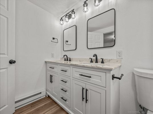 Bathroom, Dual Sink Vanities, Interior, Wood Texture Flooring