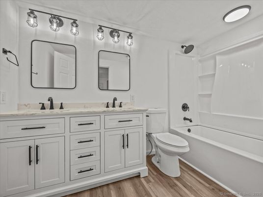Bathroom, Dual Sink Vanities, Interior, Wood Texture Flooring