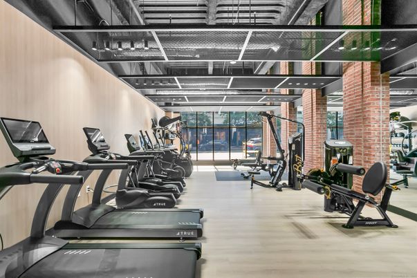 Fitness Equipment, Gym, Interior, Wood Texture Flooring