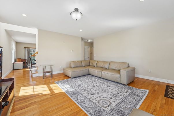Interior, Living room, Recessed Lighting, Wood Texture Flooring