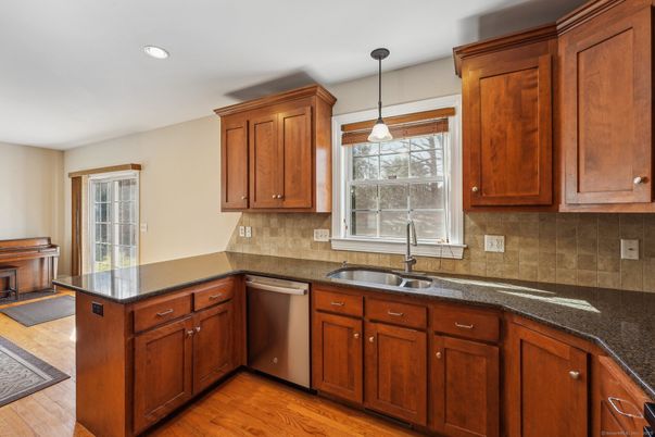 Interior, Kitchen, Pendant Lights, Recessed Lighting, Wood Texture Flooring