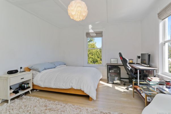 Bedroom, Home Office, Interior, Pendant Lights, Wood Texture Flooring