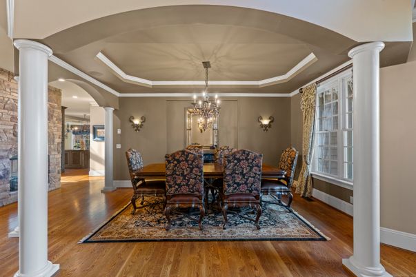 Chandelier, Dining room, Interior, Wood Texture Flooring
