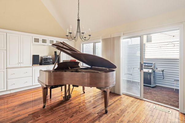 Chandelier, Interior, Piano, Wood Texture Flooring