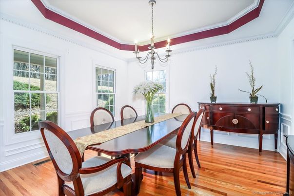 Chandelier, Dining room, Interior, Wood Texture Flooring