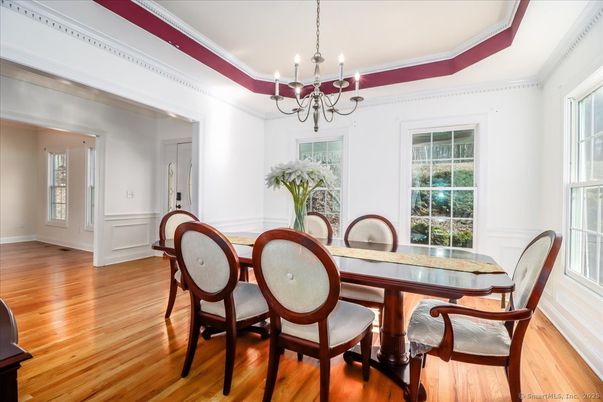 Chandelier, Dining room, Interior, Wood Texture Flooring