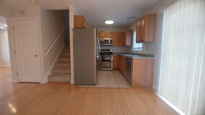 Interior, Kitchen, Stainless Steel Appliances, Wood Texture Flooring