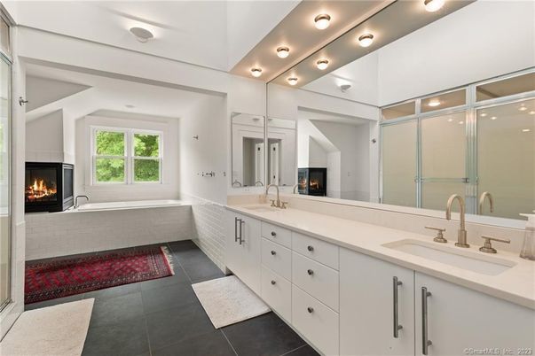 Bathroom, Dual Sink Vanities, Fireplace, Glass Shower, Interior