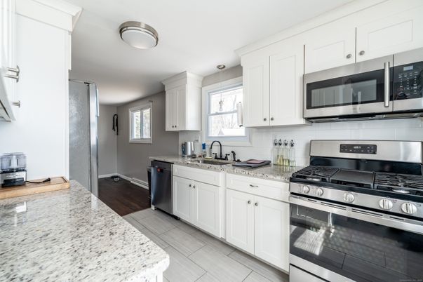 Interior, Kitchen, Stainless Steel Appliances, Wood Texture Flooring