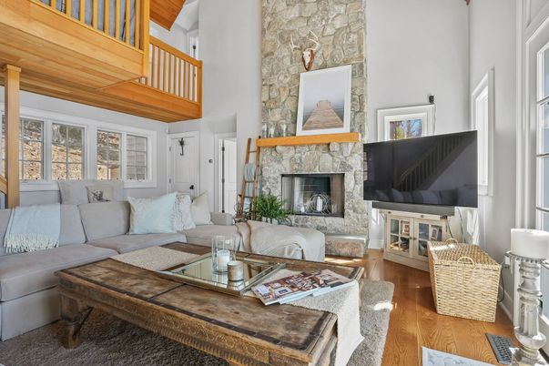 Fireplace, Interior, Living room, Stone Walls, Wooden Ceilings, Wood Texture Flooring