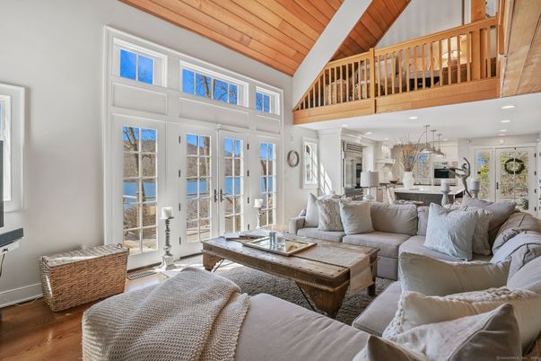 Dining room, Interior, Kitchen, Living room, Recessed Lighting, Stainless Steel Appliances, Wooden Ceilings, Wood Texture Flooring