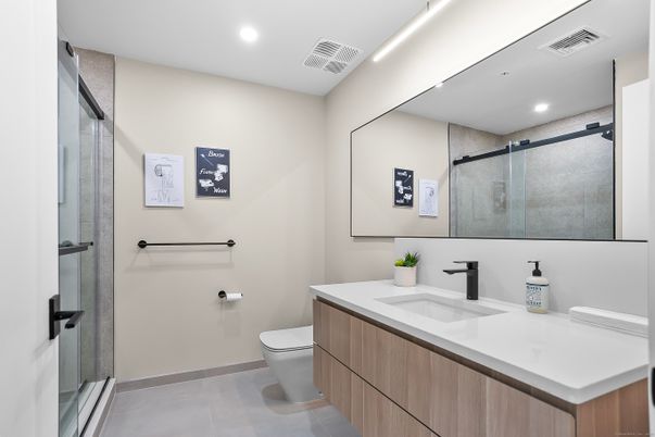 Bathroom, Glass Shower, Interior, Recessed Lighting