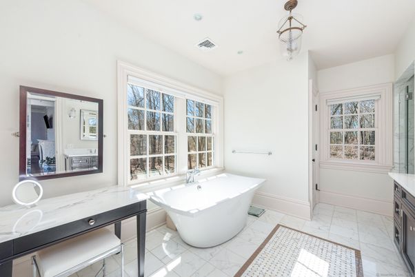 Bathroom, Free Standing Baths, Interior, Marble, Recessed Lighting