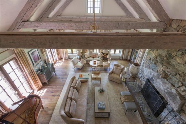 Fireplace, Interior, Living room, Stone Walls, Wood Texture Flooring