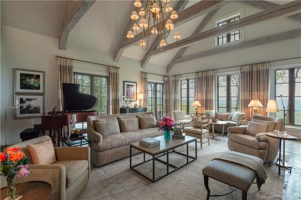 Chandelier, Interior, Living room, Piano, Wooden Beams