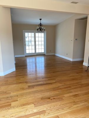 Chandelier, Empty room, Interior, Wood Texture Flooring