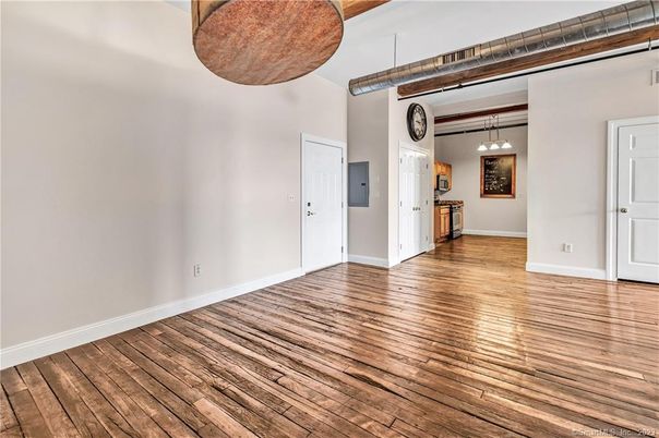 Empty room, Interior, Pendant Lights, Wood Texture Flooring