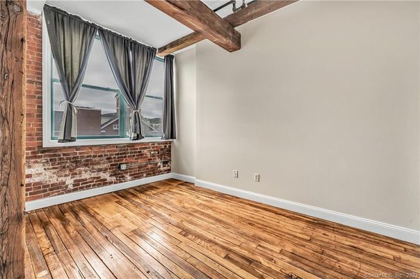 Empty room, Interior, Stone Walls, Wooden Beams, Wood Texture Flooring