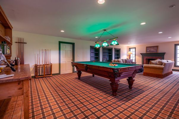 Billiard Table, Chandelier, Fireplace, Game Room, Interior, Pendant Lights, Recessed Lighting