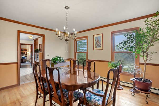 Chandelier, Dining room, Interior, Wood Texture Flooring