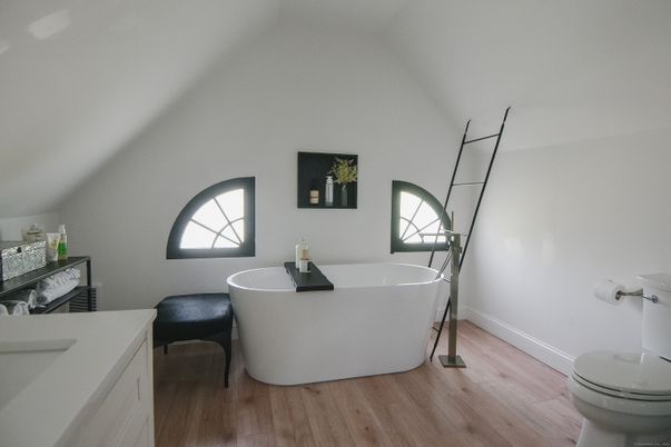 Bathroom, Free Standing Baths, Interior, Wood Texture Flooring