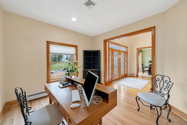 Home Office, Interior, Recessed Lighting, Wood Texture Flooring