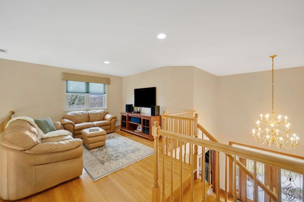 Chandelier, Interior, Living room, Recessed Lighting, Wood Texture Flooring