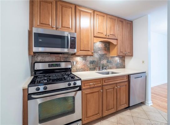 Interior, Kitchen, Stainless Steel Appliances, Wood Texture Flooring