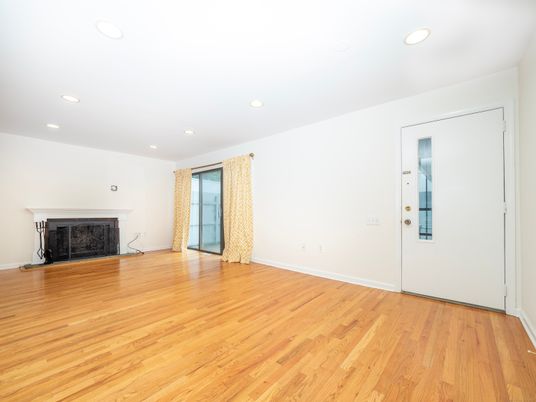 Empty room, Fireplace, Interior, Recessed Lighting, Wood Texture Flooring