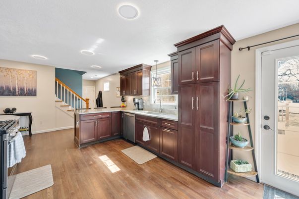 Interior, Kitchen, Recessed Lighting, Wood Texture Flooring