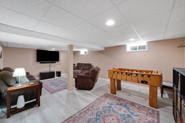 Game Room, Interior, Recessed Lighting, Wood Texture Flooring
