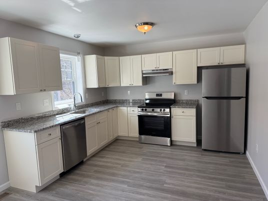 Interior, Kitchen, Stainless Steel Appliances, Wood Texture Flooring