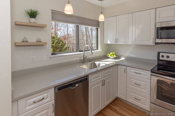 Interior, Kitchen, Pendant Lights, Stainless Steel Appliances, Wood Texture Flooring