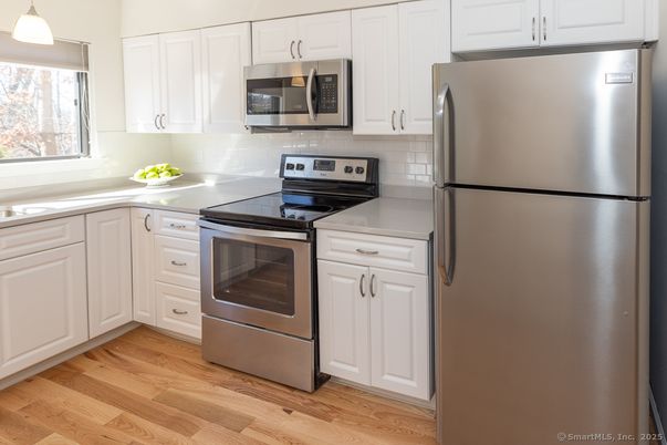 Interior, Kitchen, Pendant Lights, Stainless Steel Appliances, Wood Texture Flooring