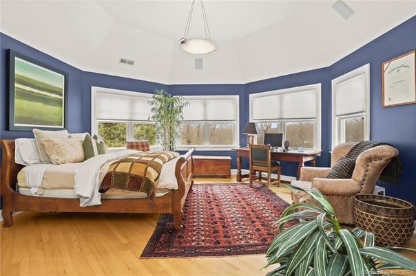 Bedroom, Home Office, Interior, Pendant Lights, Wood Texture Flooring