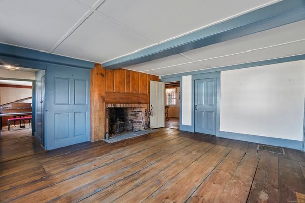 Empty room, Fireplace, Interior, Wood Texture Flooring, Wooden Walls