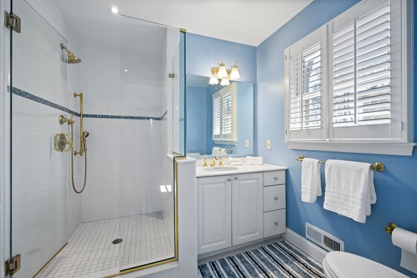 Bathroom, Glass Shower, Interior, Recessed Lighting