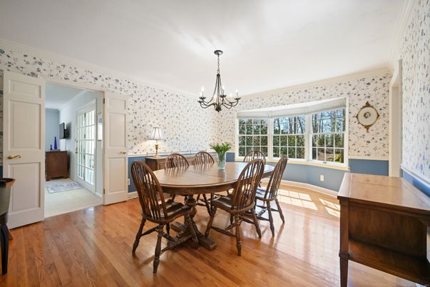Chandelier, Dining room, Interior, Wood Texture Flooring