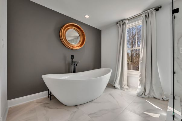 Bathroom, Free Standing Baths, Interior, Marble, Recessed Lighting