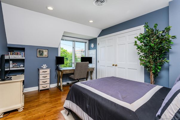 Bedroom, Home Office, Interior, Recessed Lighting, Wood Texture Flooring