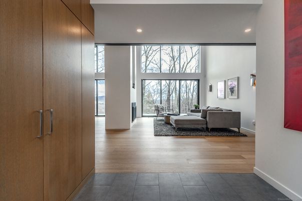 Interior, Living room, Recessed Lighting, Wood Texture Flooring